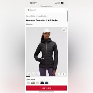 Lululemon Athletica Black Puffer Jacket